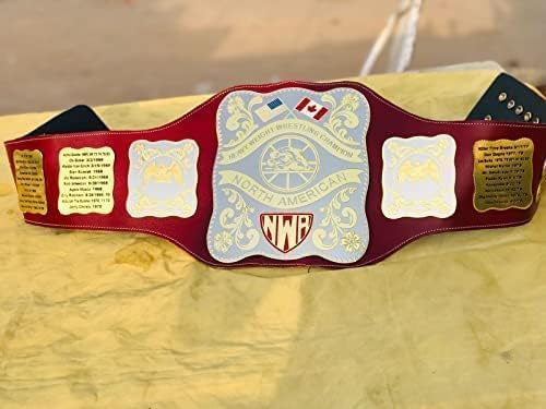 Ceinture réplique en cuir véritable de 2 mm en laiton du titre de champion nord-américain de la NWA Stampede 