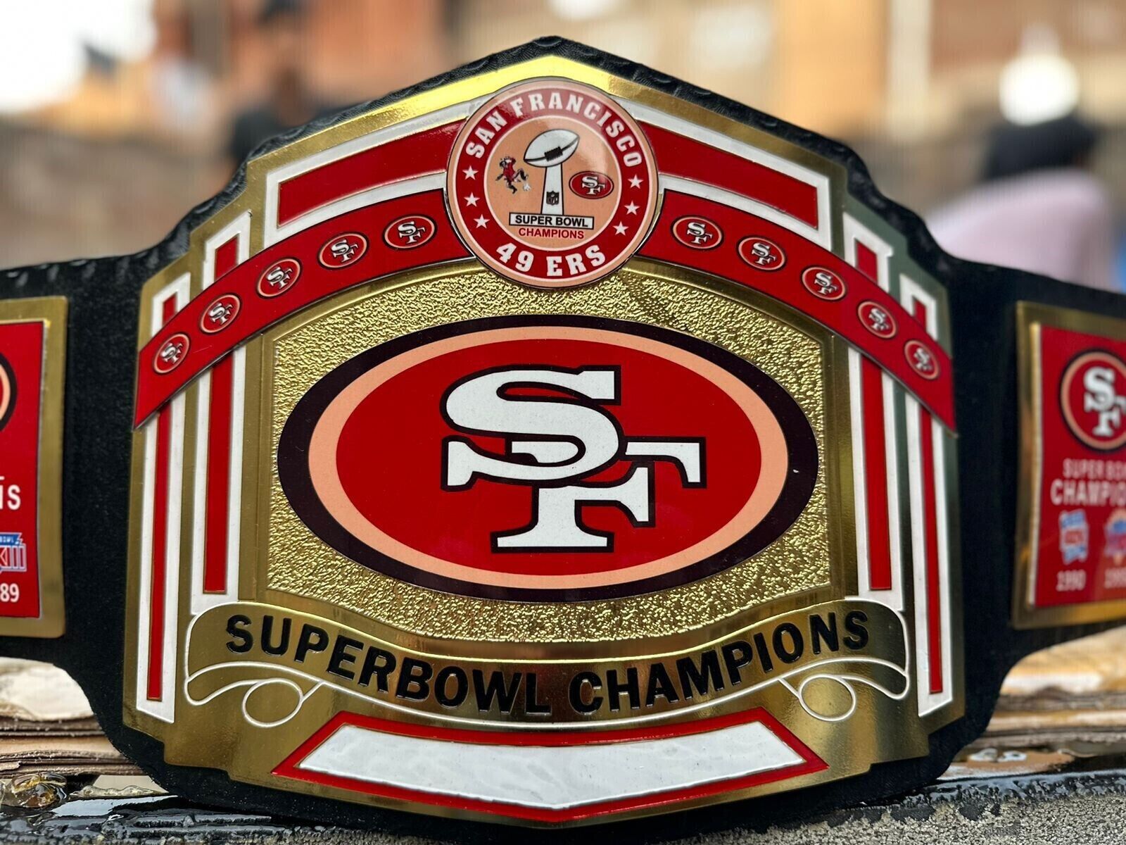 San Francisco 49ers SF Superbowl Championship Belt Adult Size 2mm Brass Belt