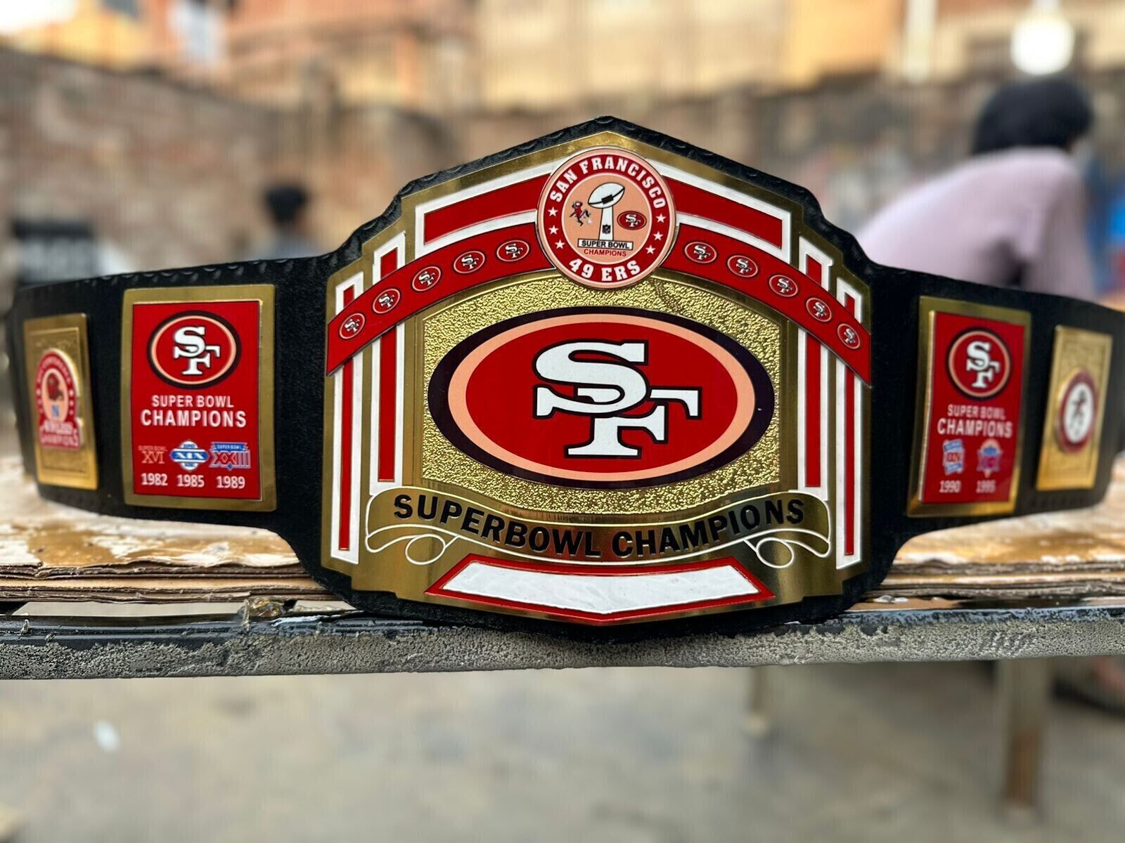 San Francisco 49ers SF Superbowl Championship Belt Adult Size 2mm Brass Belt