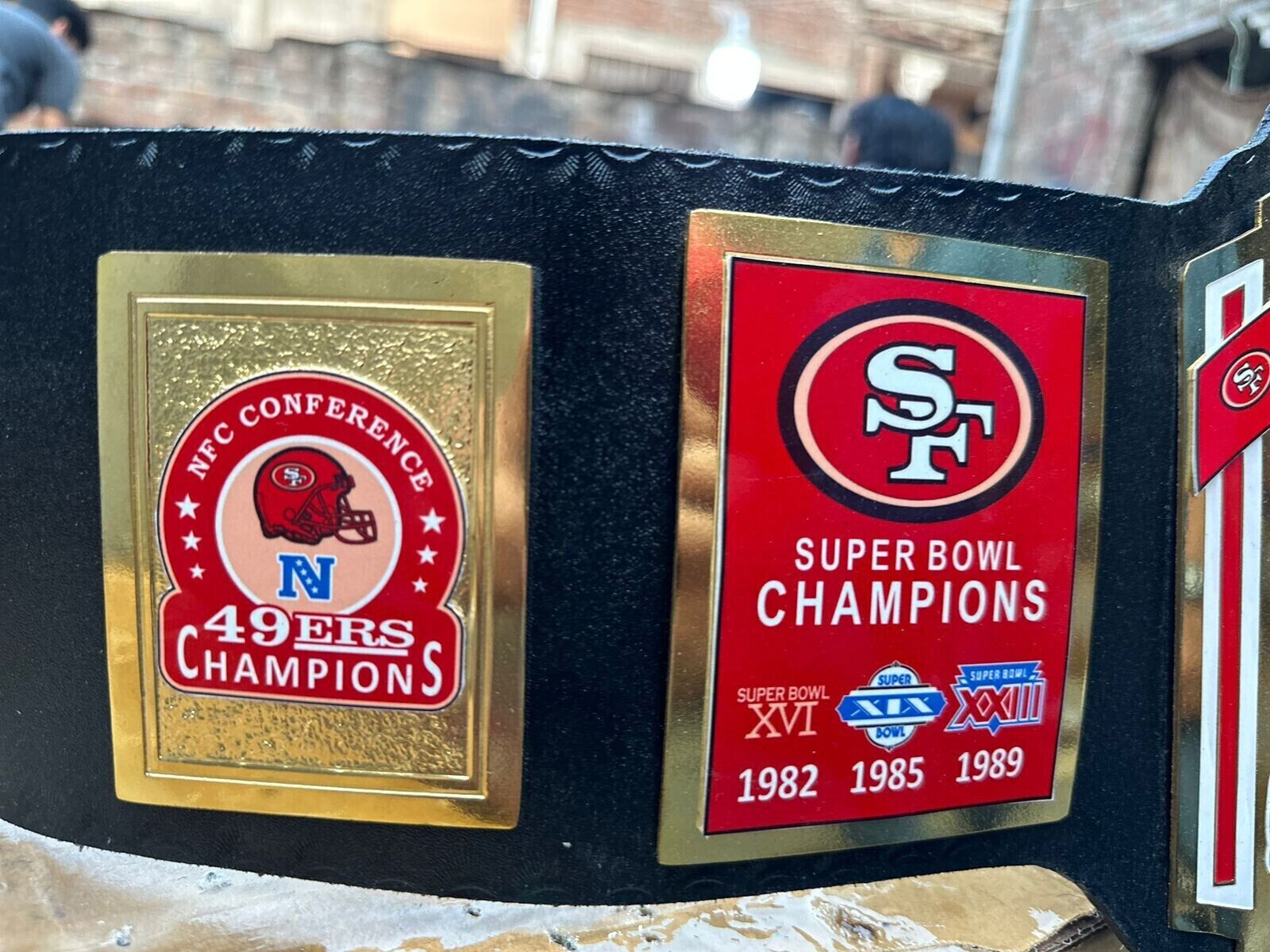 San Francisco 49ers SF Superbowl Championship Belt Adult Size 2mm Brass Belt