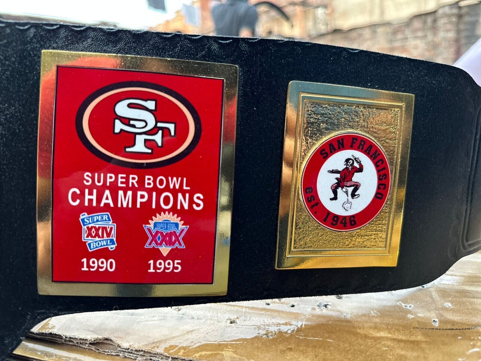 San Francisco 49ers SF Superbowl Championship Belt Adult Size 2mm Brass Belt