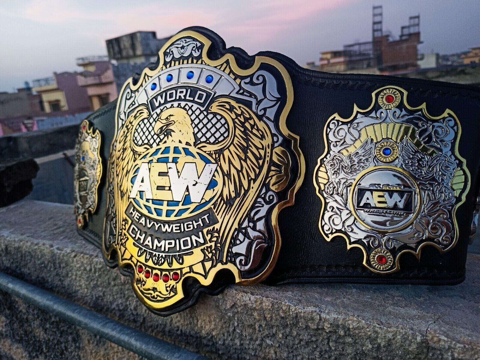 NEW AEW WORLD HEAVYWEIGHT WRESTLING CHAMPIONSHIP CUSTOM BELT